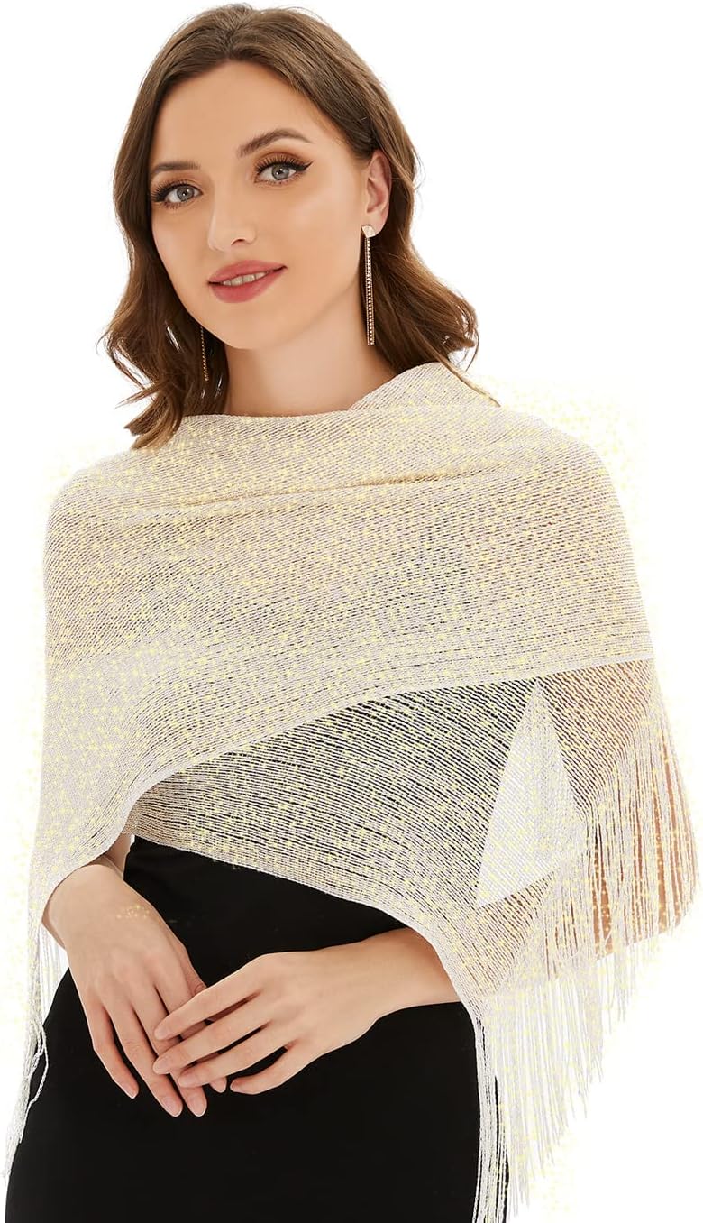 KUNINDOME Sparkling Metallic Shawls and Wraps with Buckle,for Evening Dresses Party Wedding Bride Bridesmaid - Image 5